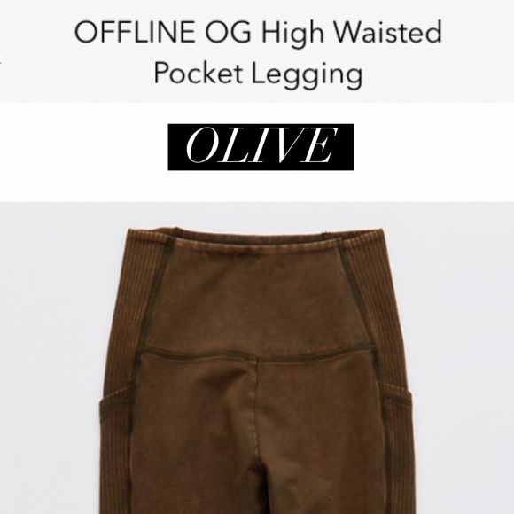 Nwt Aerie Og High Pocket Legging Olive 